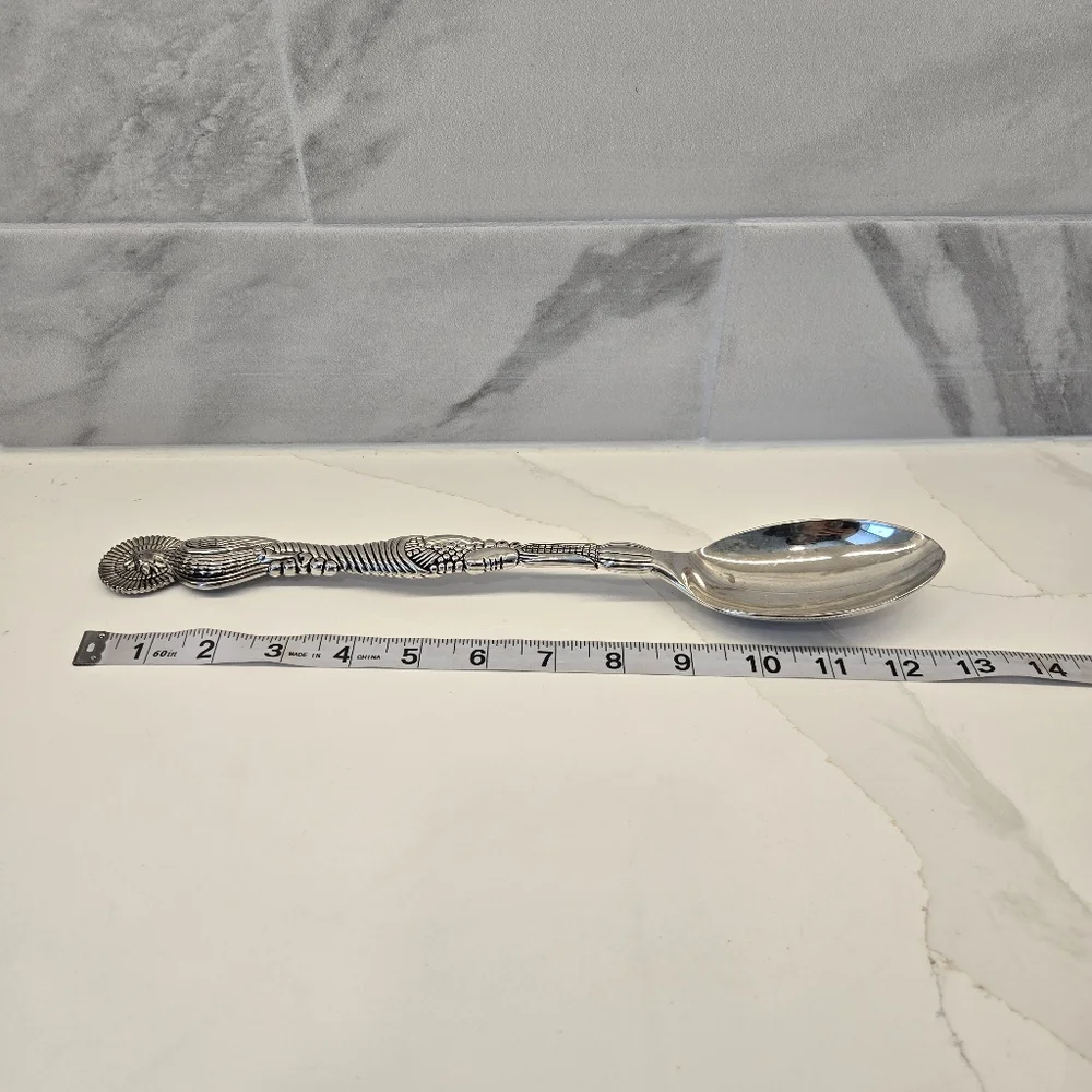 LARGE VINTAGE BEAUTIFUL BIRD SILVER PLATED‎ SERVING SPOON